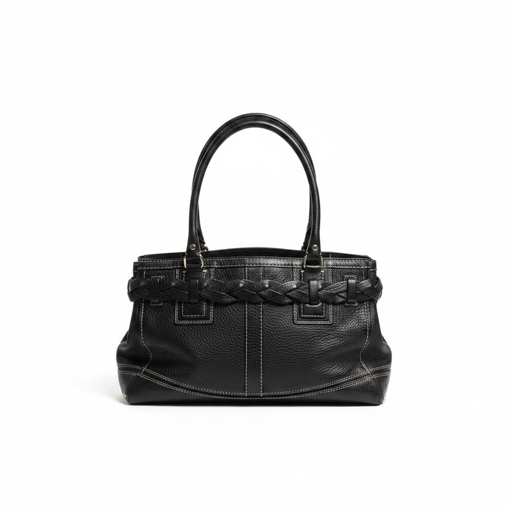 Coach Black Leather Hamptons Satchel - Gem